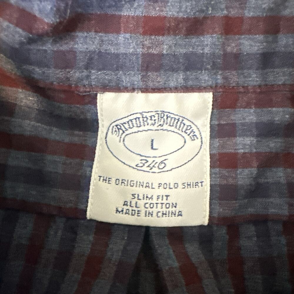 Brooks Brothers Mens Button Down Shirt Long Sleeve Checkered Blue Red Large - Picture 3 of 9